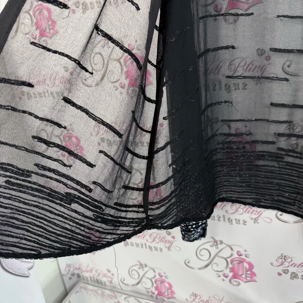 J Kara cardigan beaded embroidery, shiny mesh, Black and Silver Women's Cardigan